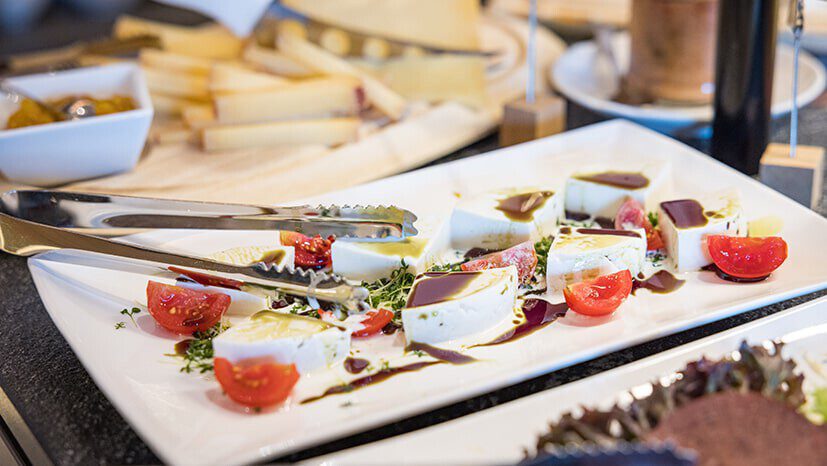 Fresh goat's cheese on the breakfast buffet